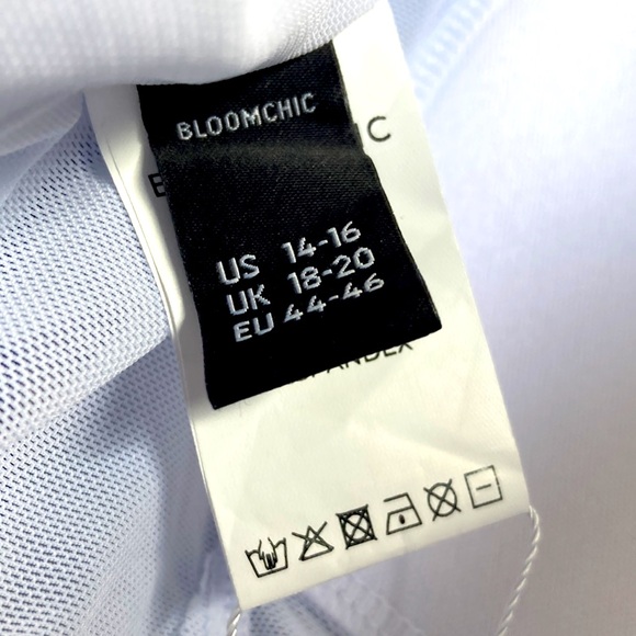 NWT BloomChic “LYDIA” blue white poly dot swim tank top.Racer back. Sz 1x 14 16 - Picture 8 of 9